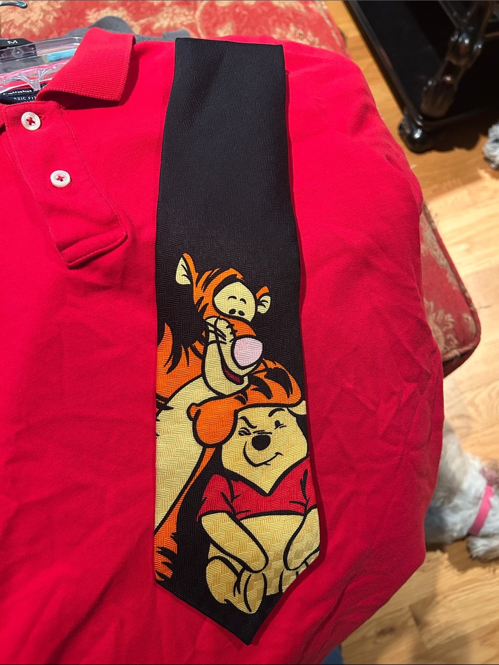 1990’s Pooh & Tigger 100% Silk Tie Exquisite Apparel Blk